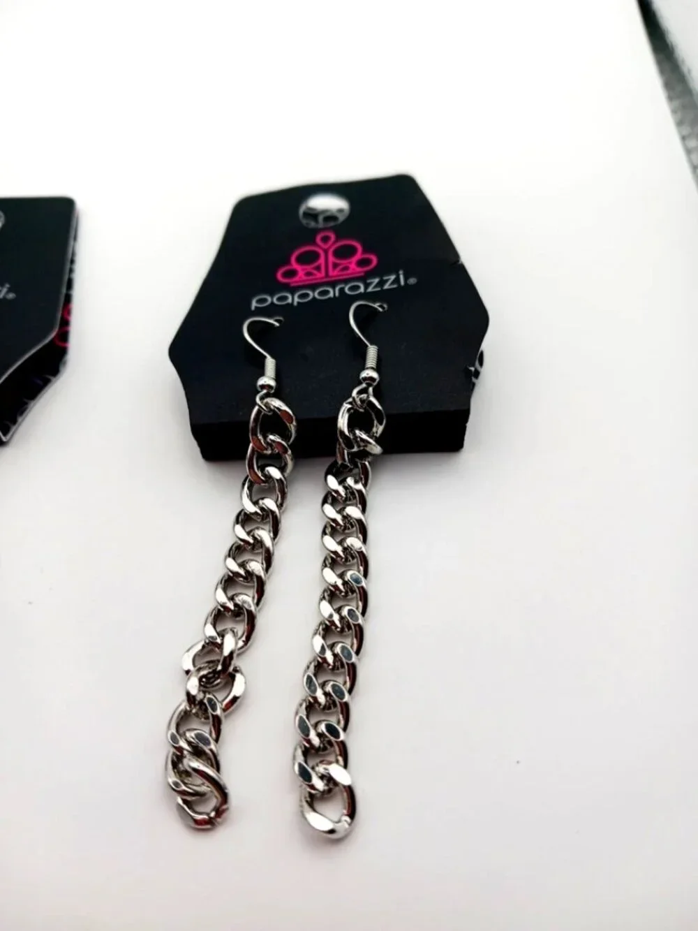 Paparazzi Silvertone + Purple Chain Earrings TWO Pair New